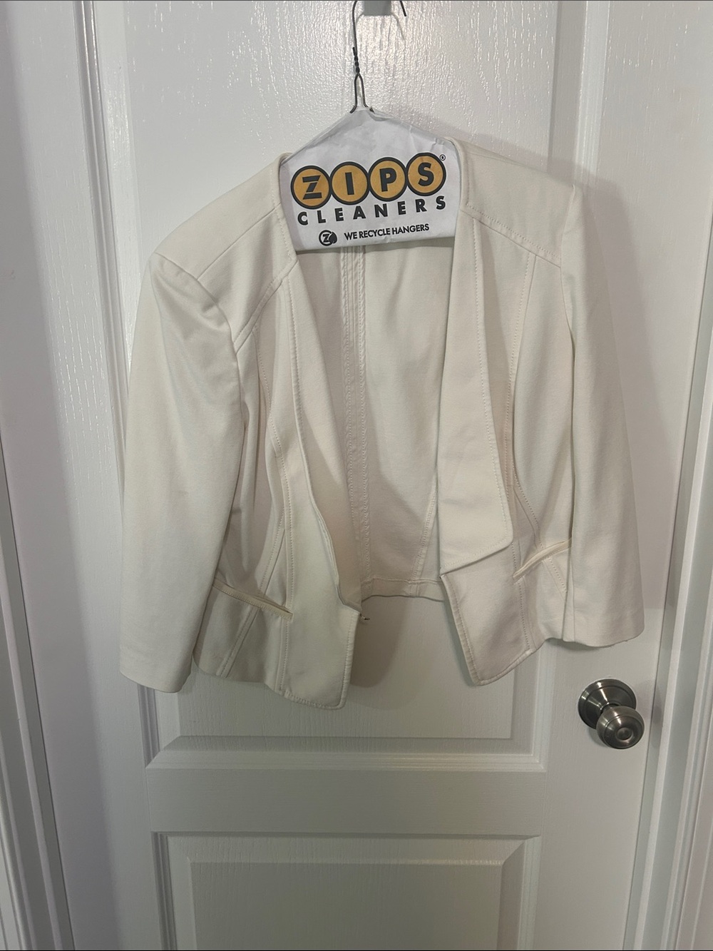 White House Black Market Cream Open-Front Blazer